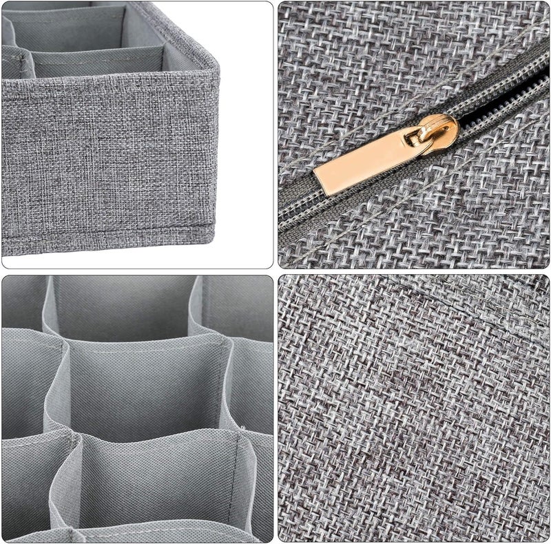 PASHANDOZ Drawer Organizer Divider for Socks Underwear Collapsible Fabric Cabinet Closet Wardrobe Organization Storage Boxes for Clothes Pants Lingerie Ties Wardrobe Dividers Pack of 2 - Image 2