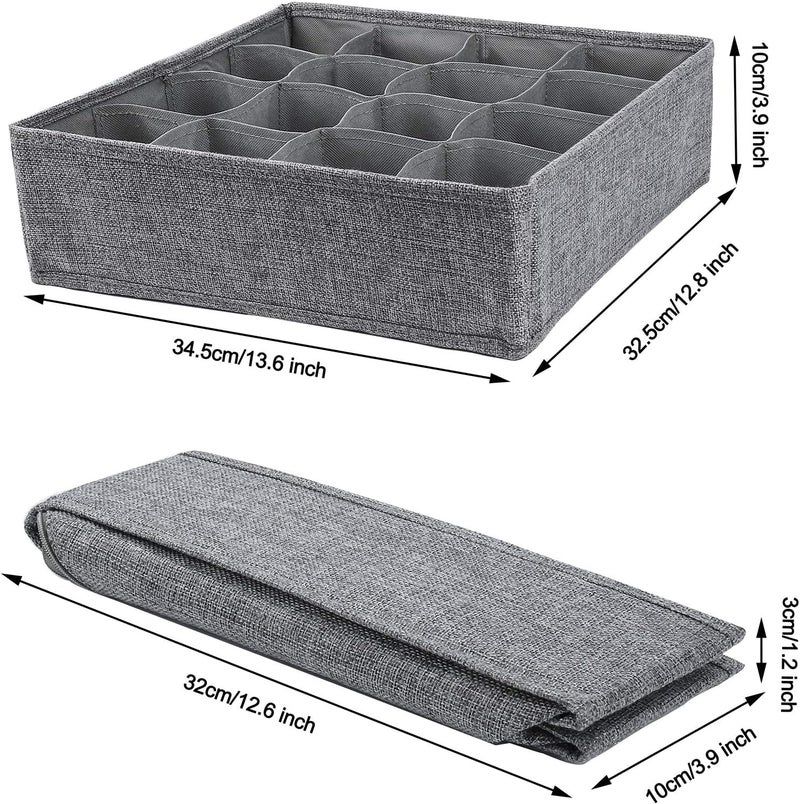 PASHANDOZ Drawer Organizer Divider for Socks Underwear Collapsible Fabric Cabinet Closet Wardrobe Organization Storage Boxes for Clothes Pants Lingerie Ties Wardrobe Dividers Pack of 2 - Image 3