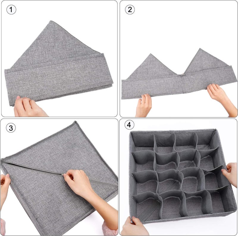 PASHANDOZ Drawer Organizer Divider for Socks Underwear Collapsible Fabric Cabinet Closet Wardrobe Organization Storage Boxes for Clothes Pants Lingerie Ties Wardrobe Dividers Pack of 2 - Image 4