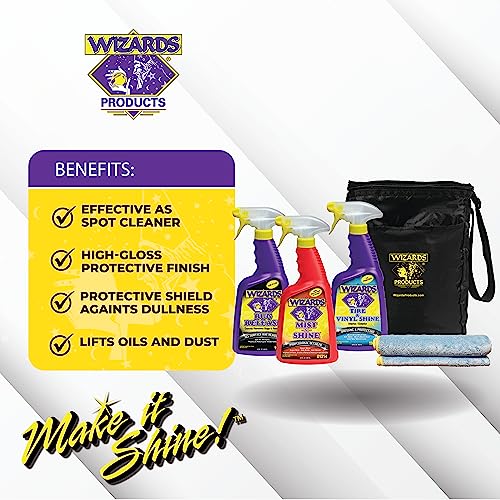 Wizards 5 Piece Car Detailing Kit - Beginner Friendly Professional Car Detailing Kit - Car Accessories for Men - Comes with a Microfiber Towel, Storage Bag and 22 oz Spray Bottles - Image 2