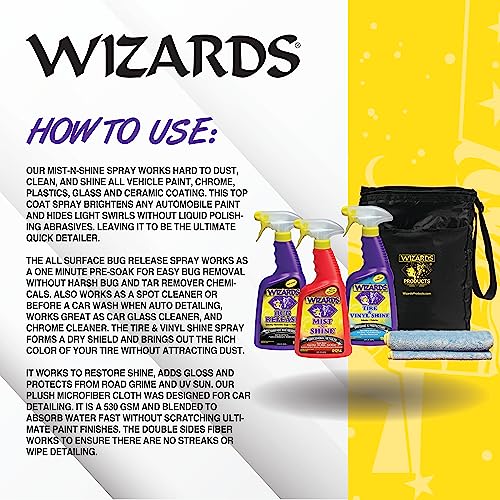 Wizards 5 Piece Car Detailing Kit - Beginner Friendly Professional Car Detailing Kit - Car Accessories for Men - Comes with a Microfiber Towel, Storage Bag and 22 oz Spray Bottles - Image 3