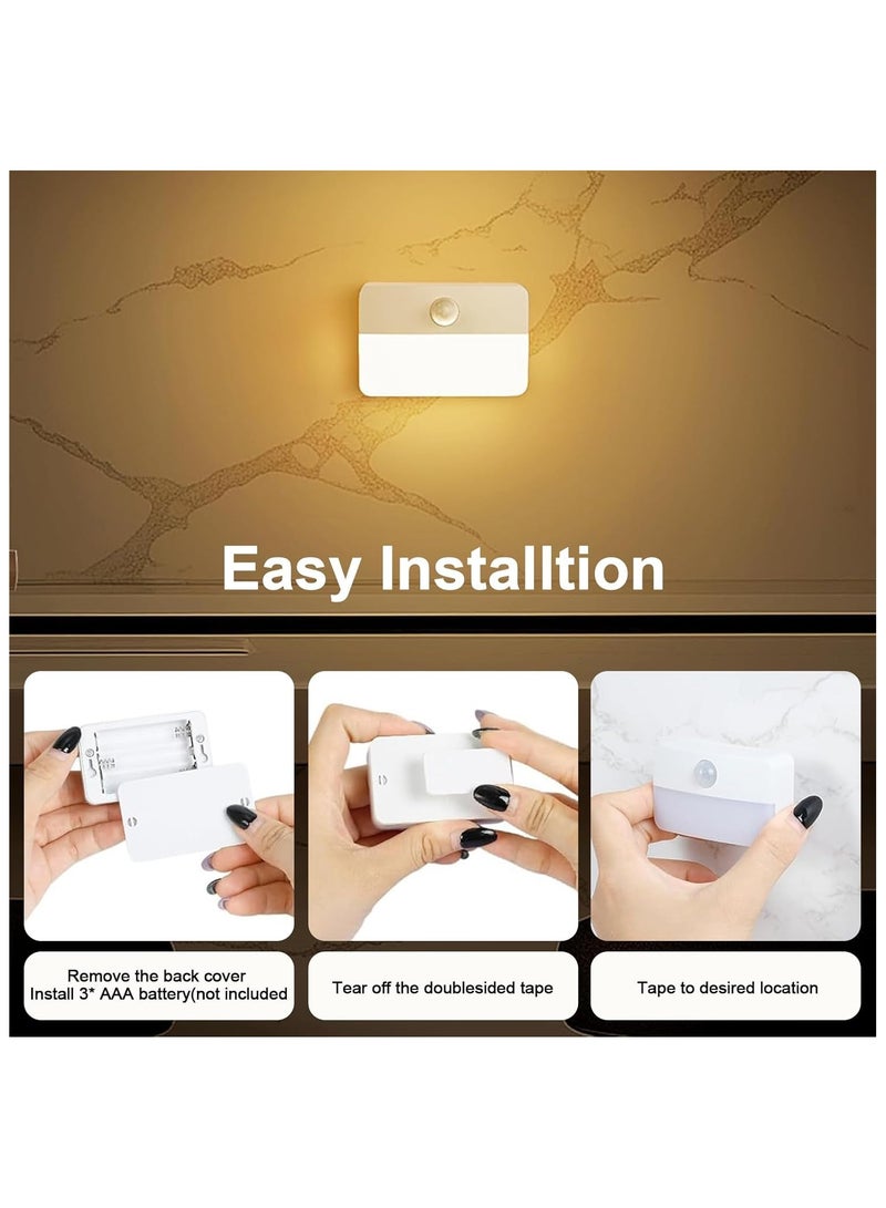 NANAO MuSylonz 3 Pack Motion Sensor Night Light, Cordless Battery Powered Stick On Warm Lights, Under Cabinet Lightings, Night Lamp for Stairs, Closet, Counter, Kitchen, Indoor, Outdoor  - Image 1