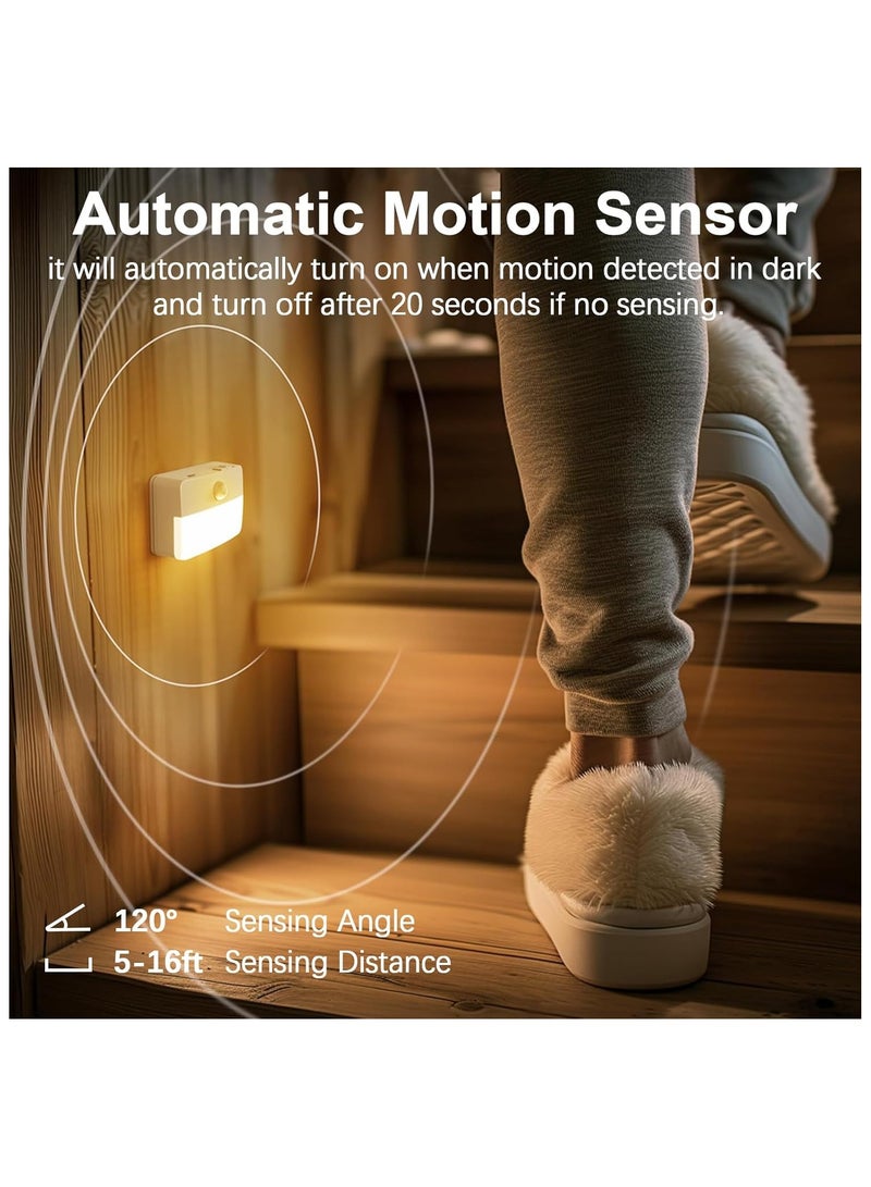 NANAO مصابيح ليلية حساسة للحركة من موسيلونز - عبوة 3 قطع، تعمل بالبطارية، لاصقة، ضوء دافئ، للإضاءة تحت الخزائن، مصباح ليلي للسلالم، الخزائن، الأسطح، المطبخ، داخلي، خارجي - Image 2