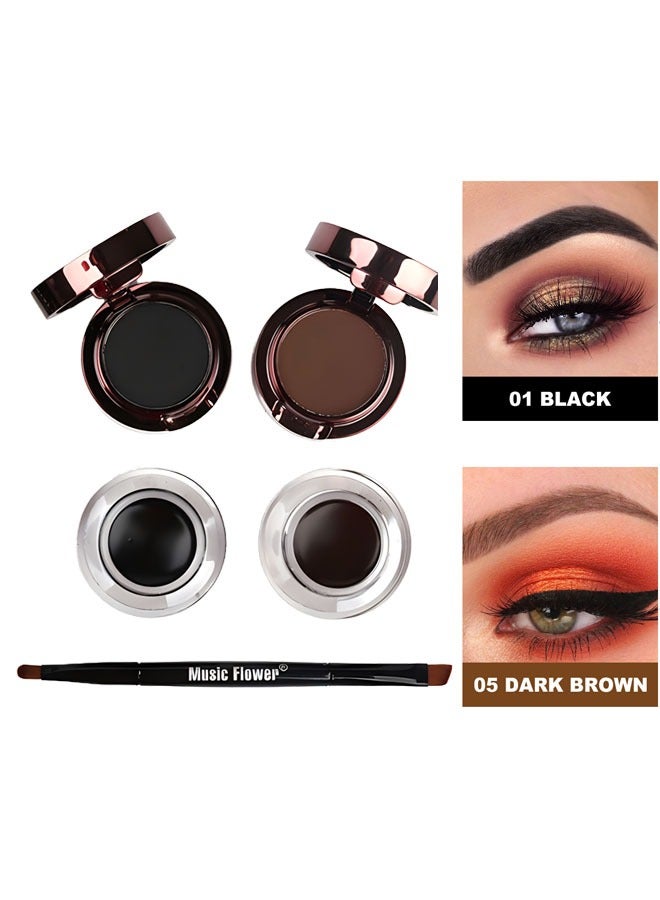 Music Flower مجموعة وشم الحواجب المقاومة للماء ومجموعة تحديد العيون وملء الخطوط العريضة ومكياج الوشم ومجموعة أدوات مايكرو بليدنج - أقلام تحديد الحواجب الدائمة باللون البني/الأسود - Image 1