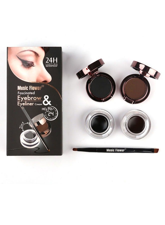 Music Flower مجموعة وشم الحواجب المقاومة للماء ومجموعة تحديد العيون وملء الخطوط العريضة ومكياج الوشم ومجموعة أدوات مايكرو بليدنج - أقلام تحديد الحواجب الدائمة باللون البني/الأسود - Image 3