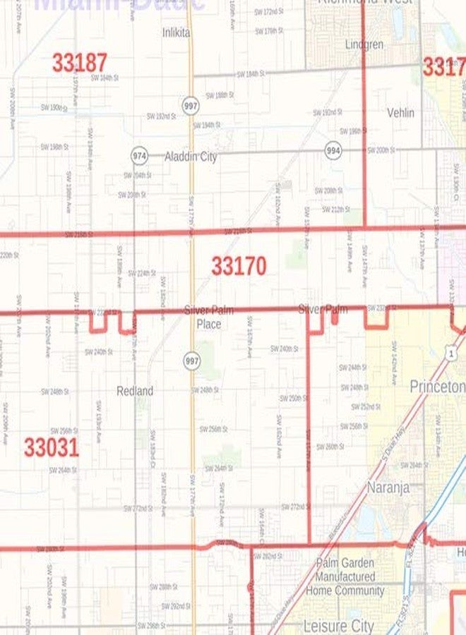 MapSherpa Miami-Dade County, Florida Zip Codes - 36" x 48" Laminated Wall Map - Image 2