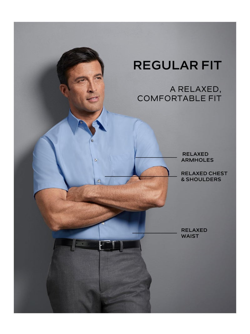 Van Heusen Men's Short Sleeve Dress Shirt Regular Fit Oxford Solid, Blue, X-Large - Image 5