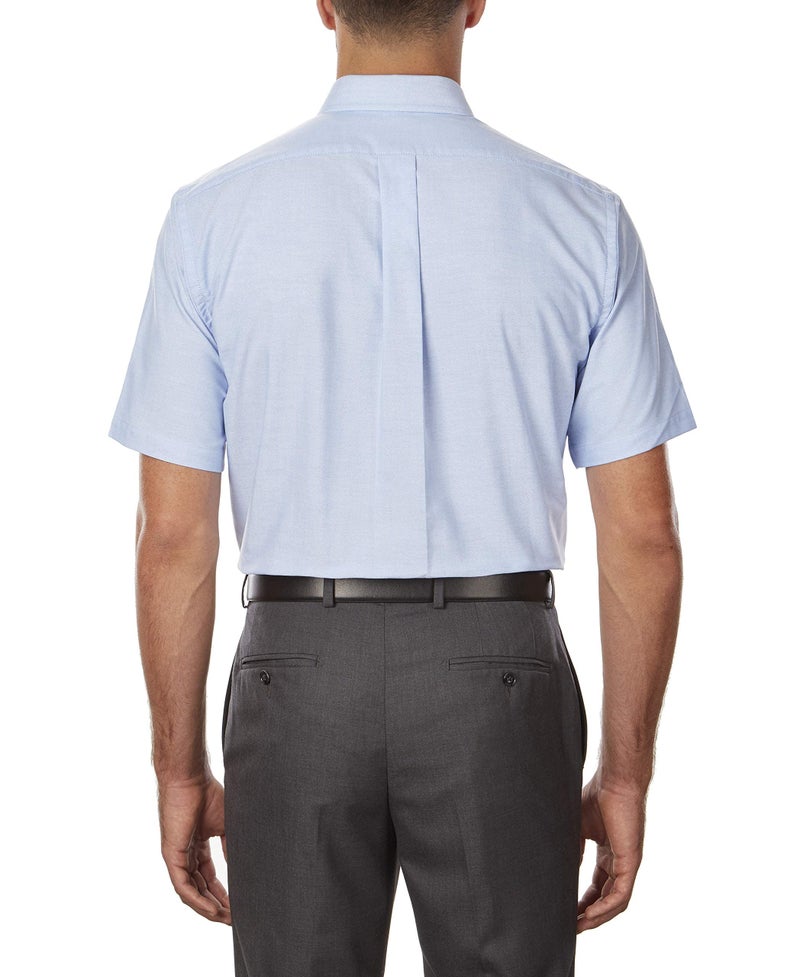 Van Heusen Men's Short Sleeve Dress Shirt Regular Fit Oxford Solid, Blue, X-Large - Image 2