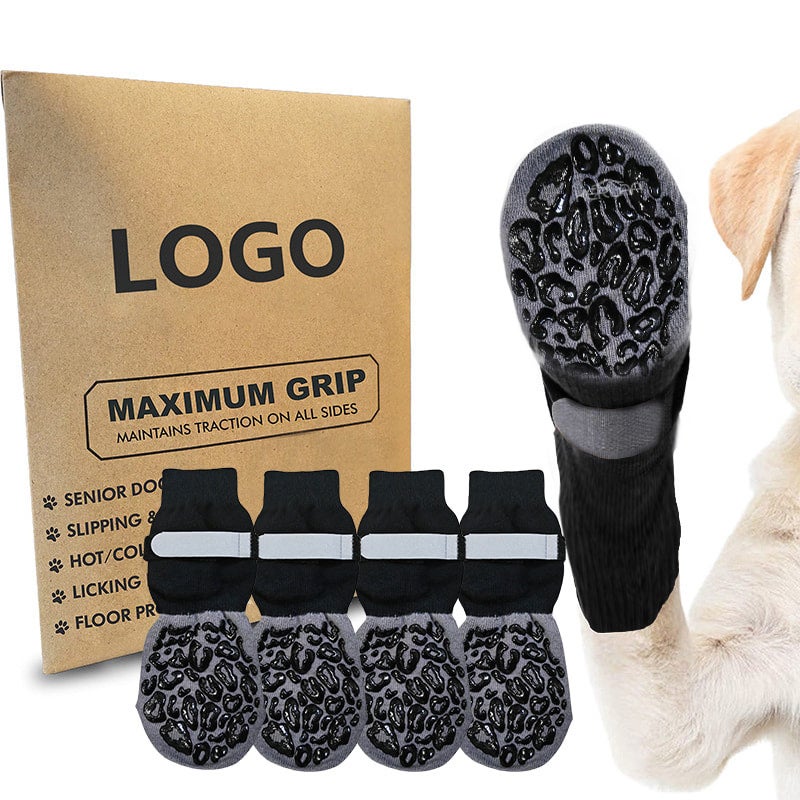 Breathable Black Dog Socks Non-Slip Pet Booties Gradient powder - Image 5