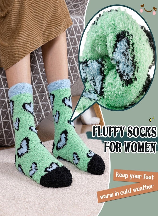 SeeyAN Womens Fuzzy Socks Fluffy Warm Slipper Winter Comfy Thermal Cozy Plush Sleep Home Cabin Socks (5 Pairs Colorful Heart) - Image 3