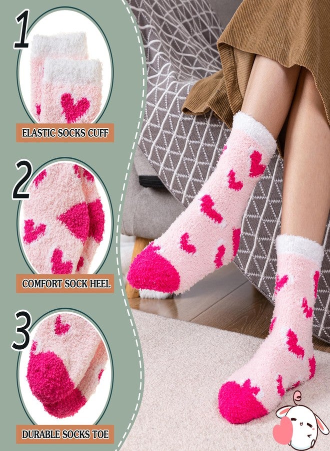 SeeyAN Womens Fuzzy Socks Fluffy Warm Slipper Winter Comfy Thermal Cozy Plush Sleep Home Cabin Socks (5 Pairs Colorful Heart) - Image 5