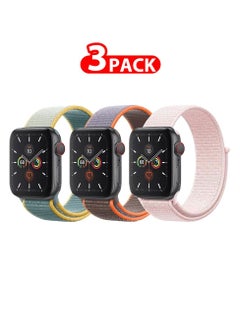 3 Pack For Apple Watch 41mm 40mm 38mm Nylon Sport Loop Band Compatible With iWatch Series 7 SE 6 5 4 3 2 1 Men Women Braided Stretchy Nylon Loop Bands