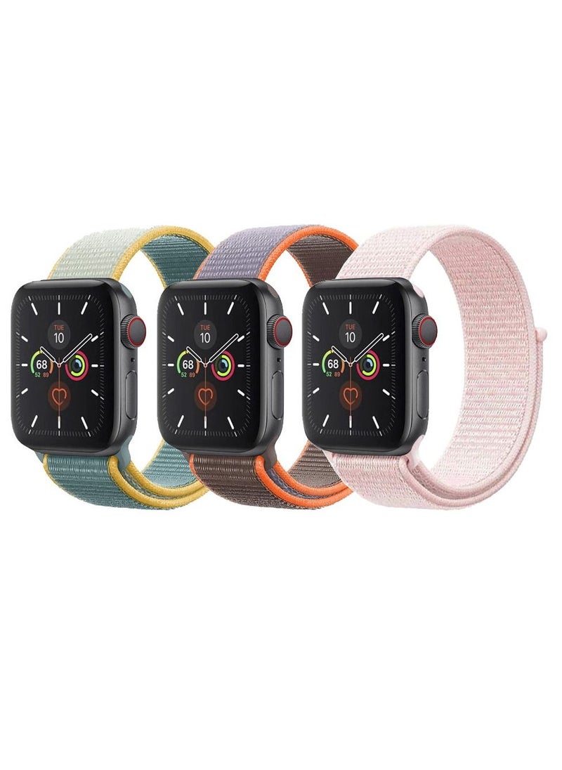 CATANES - 3 Pack For Apple Watch 41mm 40mm 38mm Nylon Sport Loop Band Compatible With iWatch Series 7 SE 6 5 4 3 2 1 Men Women Braided Stretchy Nylon Loop Bands - Image 1