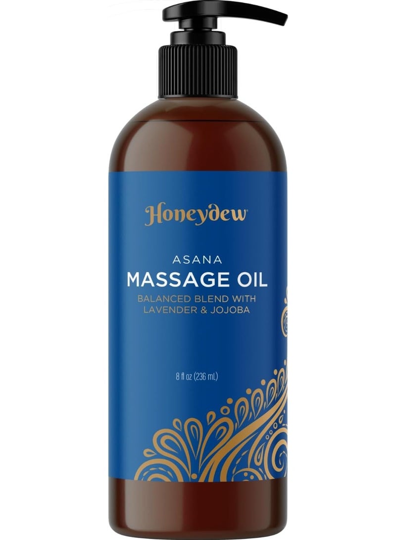 زيت تدليك مريح للعضلات المتعبة للجسم - زيت تدليك فاخر عالي الامتصاص وغير دهني برائحة إكليل الجبل والخزامى مع زيت اللوز الحلو - درجة علاجية، غير معدل وراثيًا، ونباتي