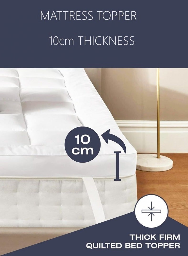 Comfy White Cotton Hotel Quality 200 X 200 X 10Cm Mattress Topper With Fiber Filling - Image 4