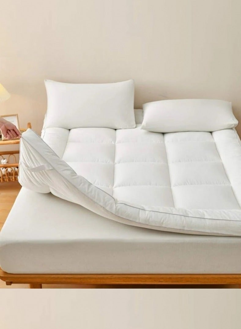 Comfy White Cotton Hotel Quality 200 X 200 X 10Cm Mattress Topper With Fiber Filling - Image 3