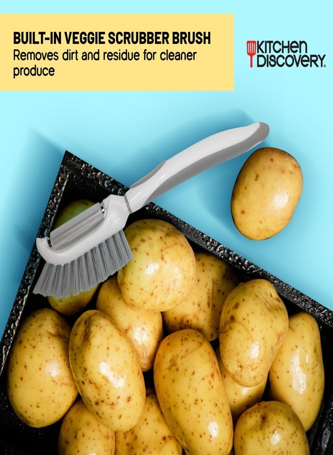 Kitchen Discovery Vegetable Peeler with Brush - Kitchen Discovery - Ergonomic Veggie Peeler with Scrubber Brush for Easy Peeling and Cleaning - Built-in Brush Lifts Soil and Dirt and Helps Remove Waxy Coatings - Image 4