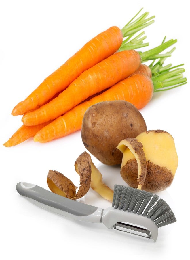 Kitchen Discovery Vegetable Peeler with Brush - Kitchen Discovery - Ergonomic Veggie Peeler with Scrubber Brush for Easy Peeling and Cleaning - Built-in Brush Lifts Soil and Dirt and Helps Remove Waxy Coatings - Image 1