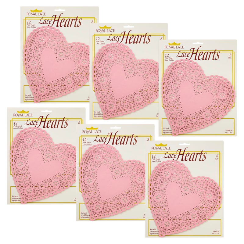 Hygloss Royal Lace Pink Heart-Shaped Paper Doilies - 8-Inch - Perfect for Valentines Day Crafts, Table Decor, and Parties - Pack of 72 - Image 3