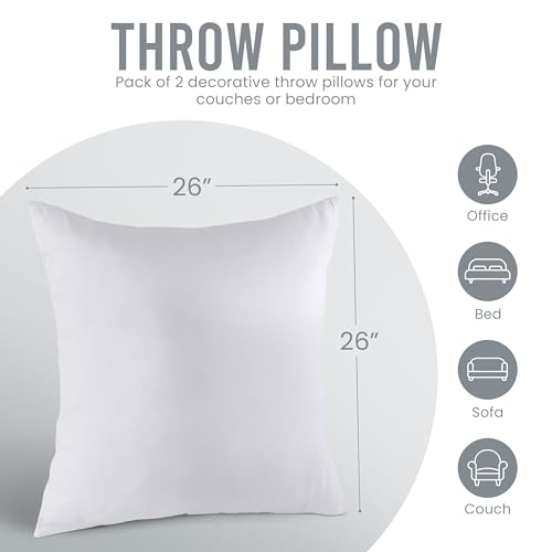 Utopia Bedding Throw Pillows Insert (Pack of 2, White) - 26 x 26 Inches Bed and Couch Pillows - Indoor Decorative Pillow - Image 4