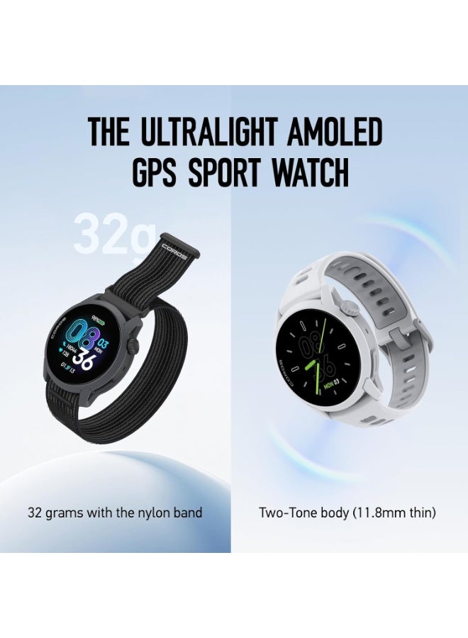كوروس ساعة GPS الرياضية PACE 4 خفيفة الوزن، شاشة AMOLED تعمل باللمس 1.2 بوصة، ساعة جري، 19 يوم من الاستخدام اليومي، ميزات صوتية، أدوات تدريب متقدمة، GPS دقيق، مراقب معدل ضربات القلب (سيليكون) - Image 2