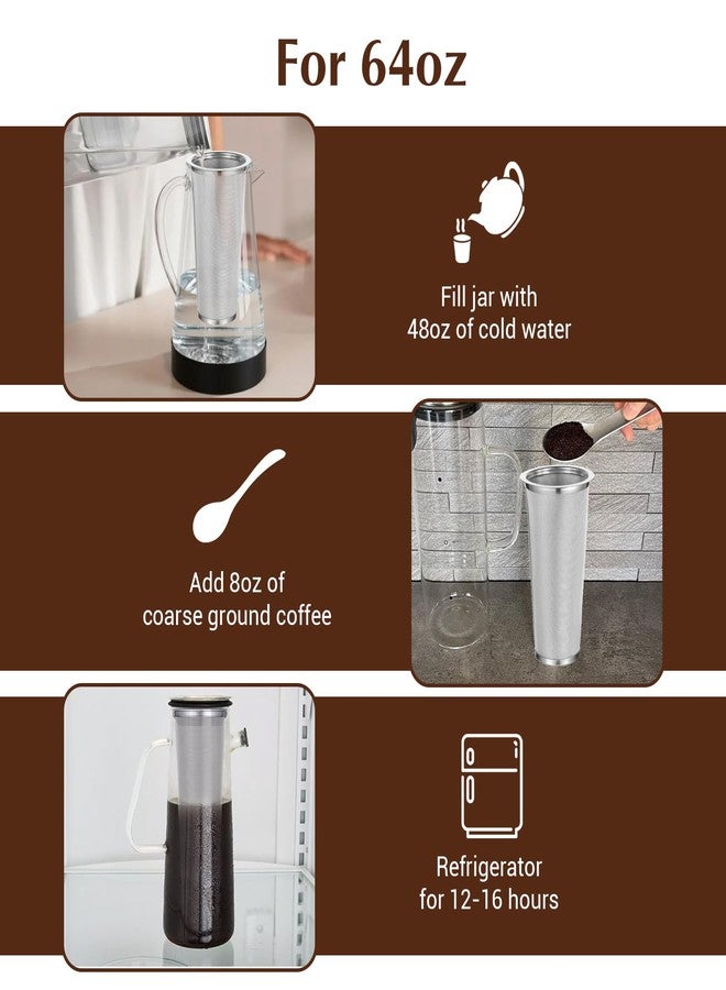 Xaajooio 3 Pack Cold Brew Coffee Filter for 64oz Wide Mouth Mason Jar, 304 Stainless Steel Filter Ultra Fine Mesh Strainer, Reusable for Iced Coffee, Tea, Fruit Drinks - Image 4