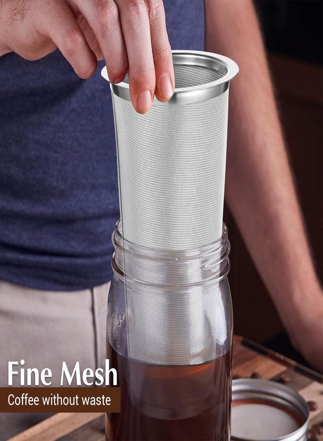 Xaajooio 3 Pack Cold Brew Coffee Filter for 64oz Wide Mouth Mason Jar, 304 Stainless Steel Filter Ultra Fine Mesh Strainer, Reusable for Iced Coffee, Tea, Fruit Drinks - Image 5