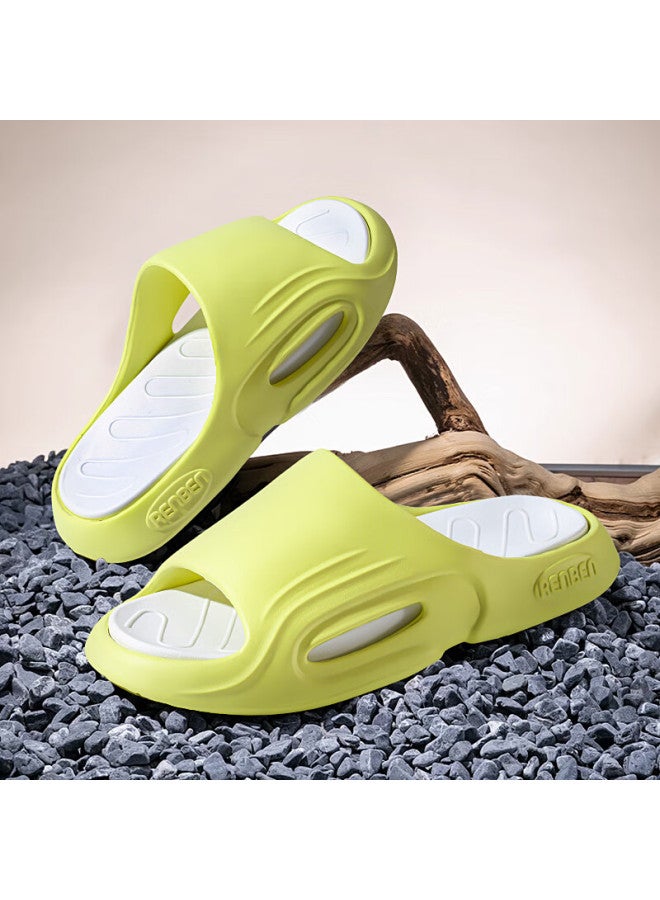 Renben Slippers For Men And Women, Thick-soled, For Home, Bathroom, Shower, Sports, Outdoor, Sandals, 20007 Green And White, Size 44-45