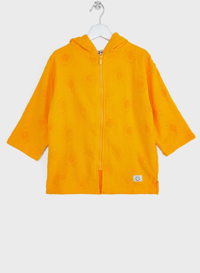 Cotton On Chameleon Print Kids Zip Thru Hooded Towel - Image 1