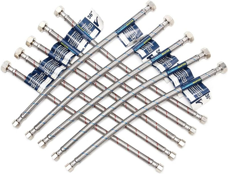 PLUMBINGMASTER [10-Pack] Faucet Hose,Faucet Supply Lines (3/8" Comp x 1/2" FIP), Certified Safe Supply Lines for Bathroom Faucet (36 inch) - Image 1