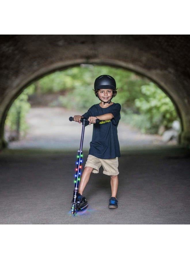 JETSON Scooters - Jupiter Kick Scooter (Blue) - Collapsible Portable Kids Push Scooter - Lightweight Folding Design with High Visibility RGB Light Up LEDs on Stem, Wheels, and Deck - Image 4