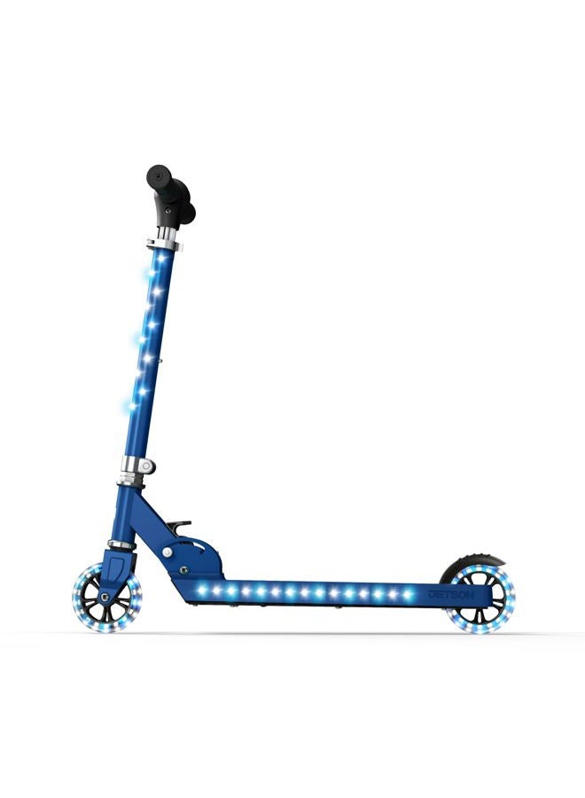 JETSON Scooters - Jupiter Kick Scooter (Blue) - Collapsible Portable Kids Push Scooter - Lightweight Folding Design with High Visibility RGB Light Up LEDs on Stem, Wheels, and Deck - Image 1