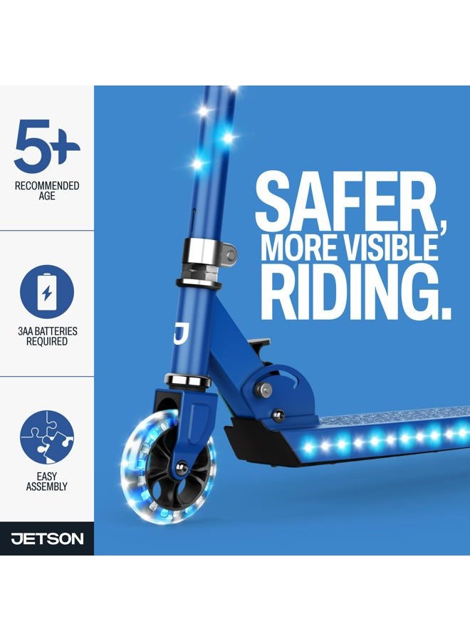 JETSON Scooters - Jupiter Kick Scooter (Blue) - Collapsible Portable Kids Push Scooter - Lightweight Folding Design with High Visibility RGB Light Up LEDs on Stem, Wheels, and Deck - Image 3