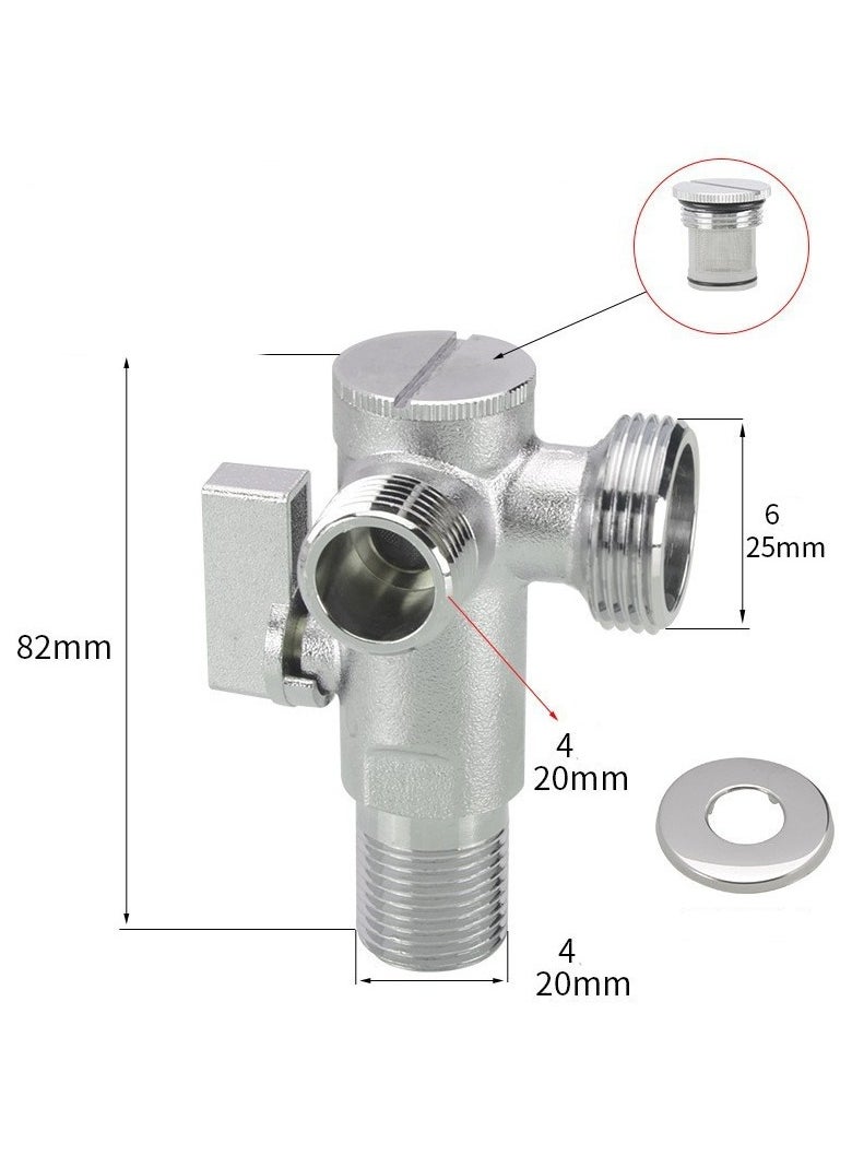 EBMINI - 4-Point Copper Ball Valve Fully Open Large Flow Gas Water Heater Triangle Valve - Image 1