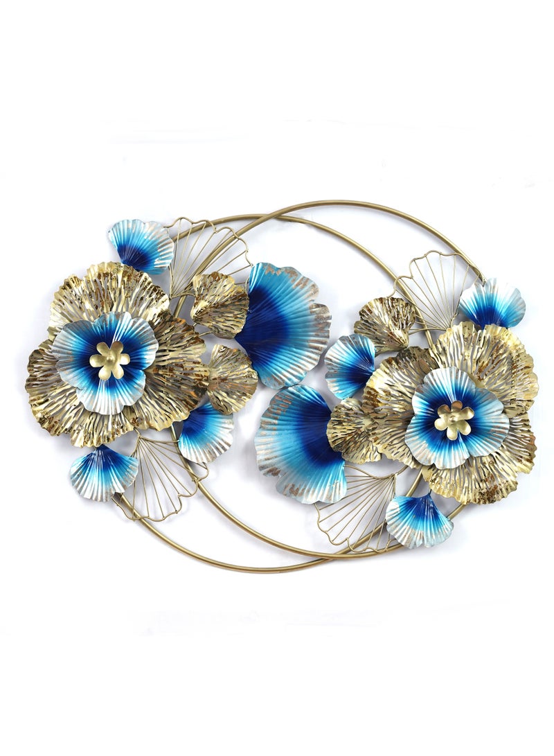 Ghori Home Large Iron Golden Flower Ring Wall Art Decor - Image 1