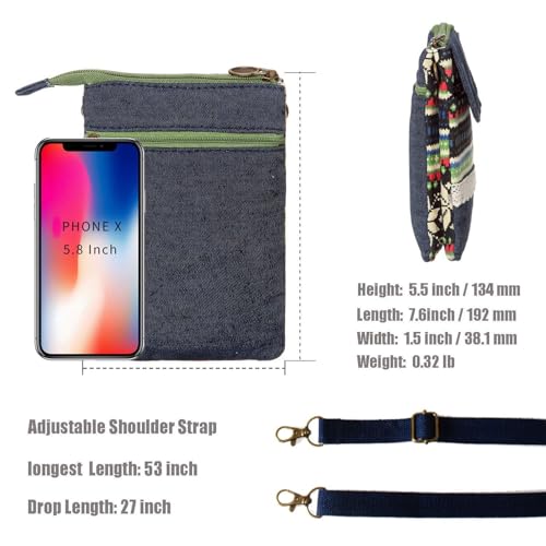 LassZone Small Crossbody Bag for Women Canvas Mobile Phone Purse Mini Shoulder Bags National Pattern Handbags Coin Pouch Wallet - Image 4