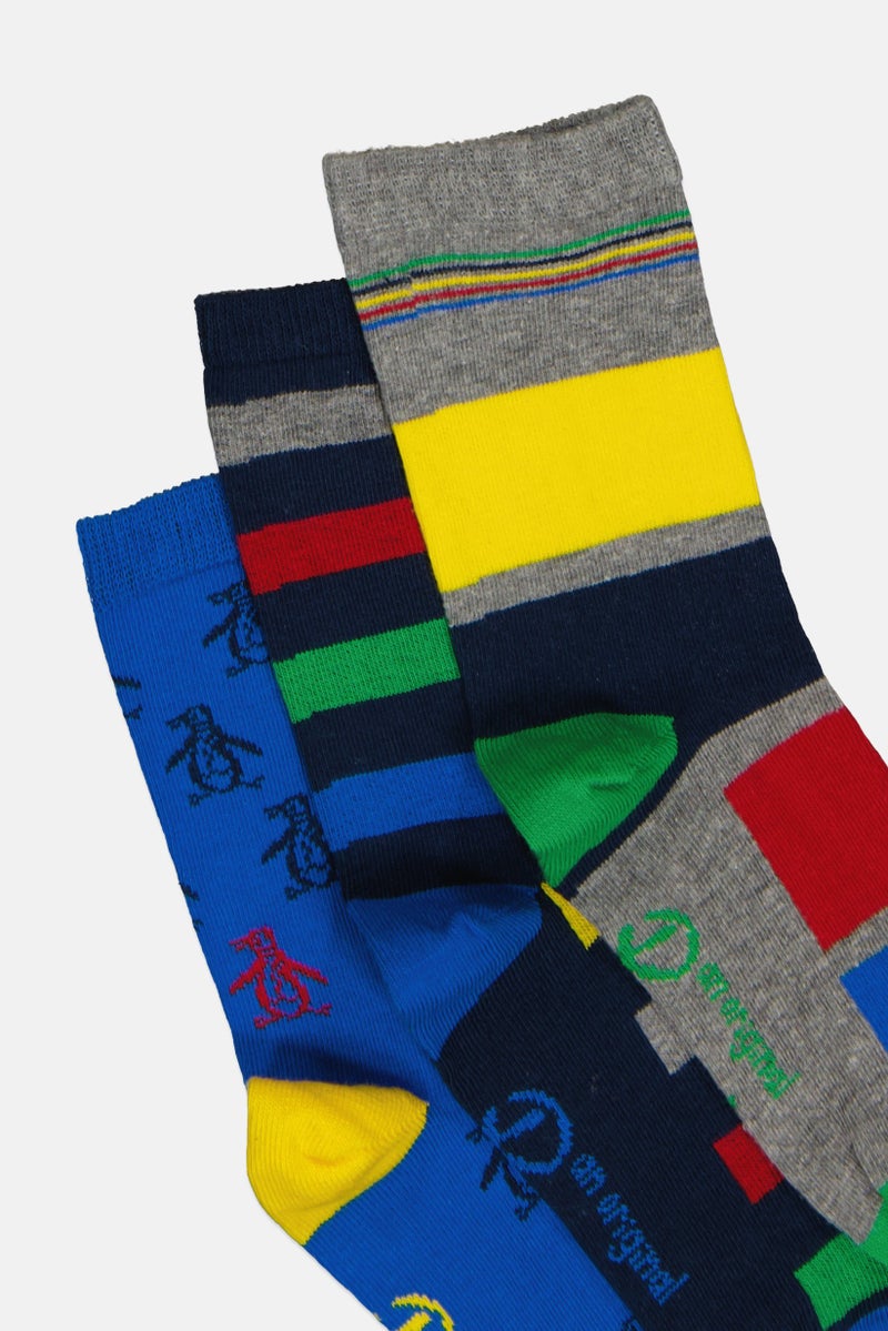 Original Penguin Kids Boy 5 Pairs Graphic Print Socks, Multicolor - Image 2