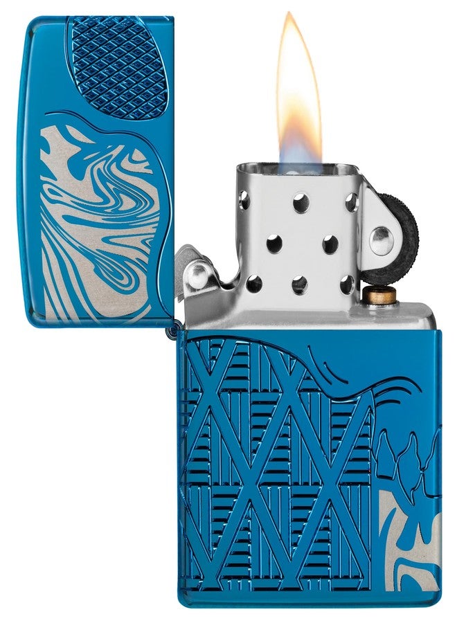 Zippo Armor High Polish Blue Skull Design Pocket Lighter - Image 3