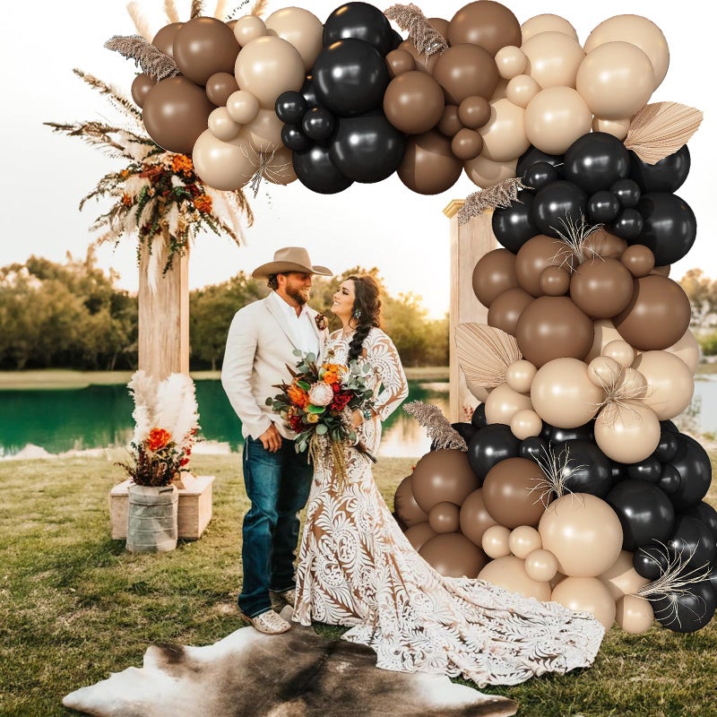 Froova Black and Brown Balloon Garland Arch Kit, 105 PCS Black Brown and Nude Beige Balloon Different Size for Western Farm First Rodeo Wild West Cowboy Baby Shower Birthday Party Decorations - Image 4
