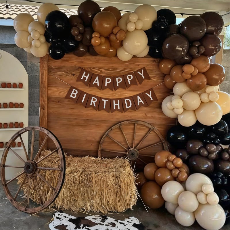 Froova Black and Brown Balloon Garland Arch Kit, 105 PCS Black Brown and Nude Beige Balloon Different Size for Western Farm First Rodeo Wild West Cowboy Baby Shower Birthday Party Decorations - Image 2