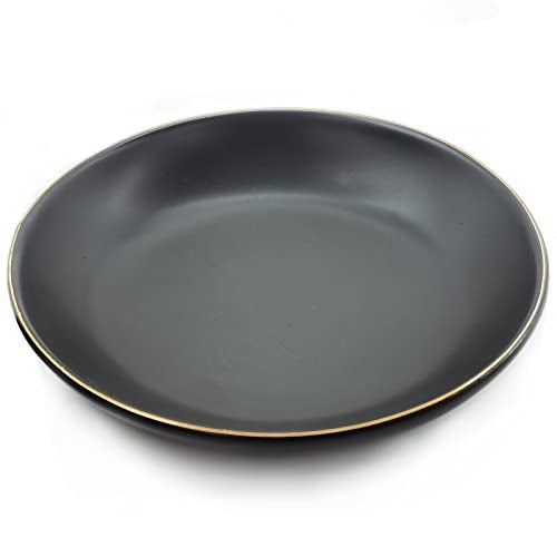 HANKOR 4.75" Ceramic Jewelry Tray, Small Ring Dish Holder Trinket Tray, Catch All Trays for Ring Earring Necklace Key, Christmas Gifts for Women Girls, Black - Image 1