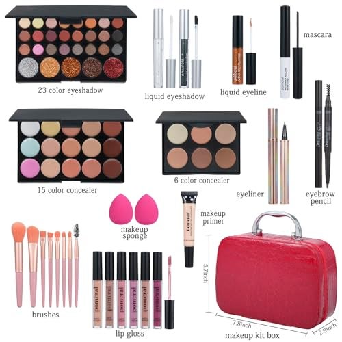 pomcral Makeup Kit,Makeup Set For Women Full Kit,Professional Make up Kit For Beginners,Makeup Gift Set For Women,Makeup Sets for Girls,Makeup Kit For Teens (red) - Image 2