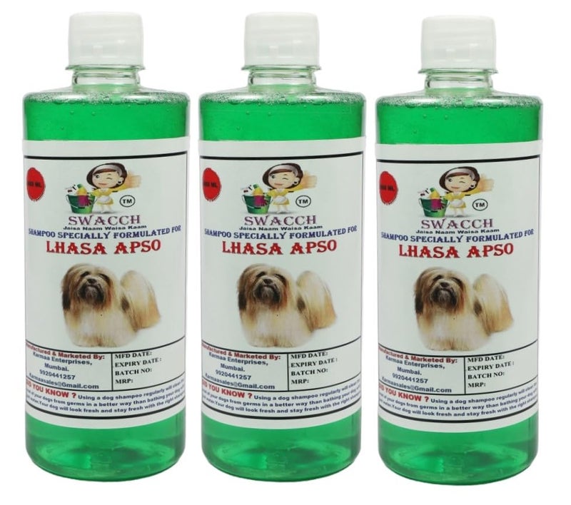 swacch Lhasa Apso Dog Shampoo + Dumbbell Toy I Durable Rubber Dog Toy for Chewing I Playing,Teeth Cleaning & Training Toy I Combo Pack I 500ml Pack of 3 Neem Alovera - Image 2