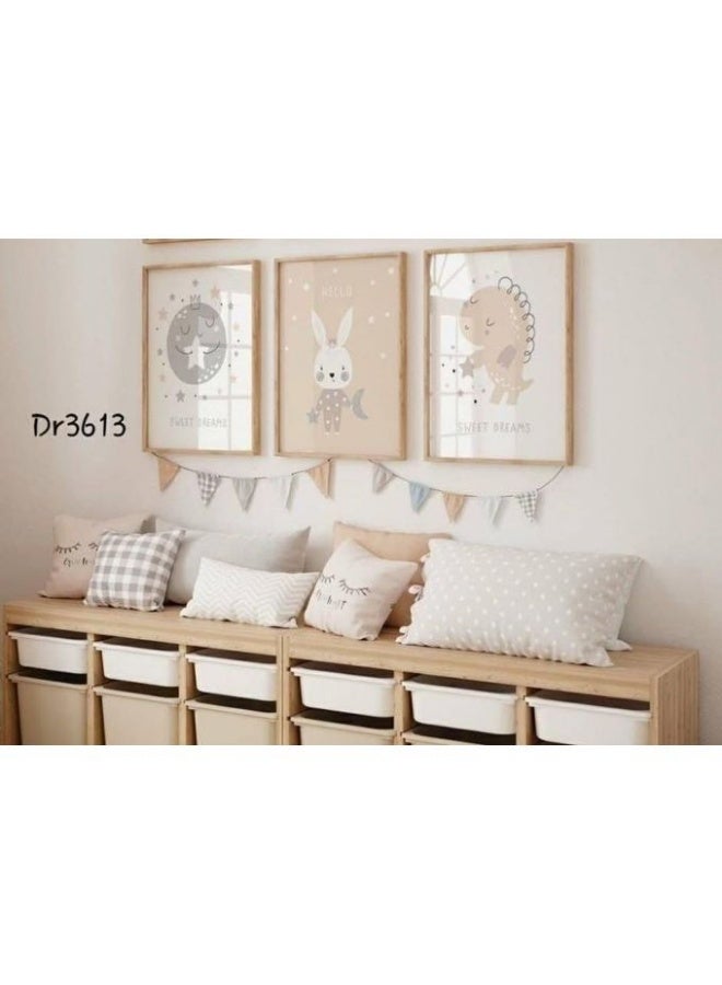 مجموعة لوحات طباعة خشبية بتقنية PVC مع إطار أكريليك – تصميم عصري  Dr3613