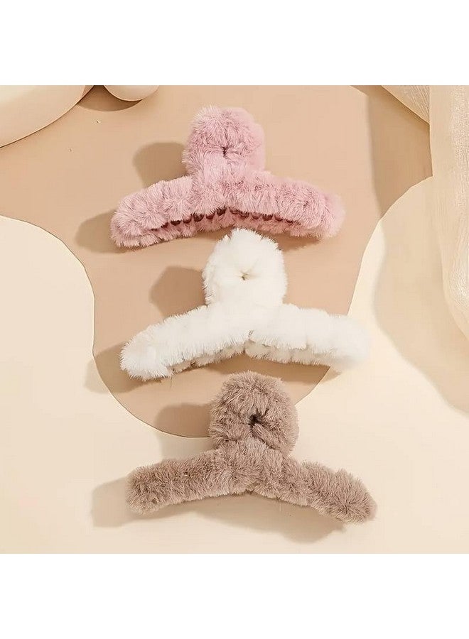 GODFLY Multi-Color Hair Claw Clips for Women | Plush & Soft Winter Hair Clips | Stylish & Durable | Ideal for Parties & Daily Use(2PCS-Long Furry Butterfly) - Image 1