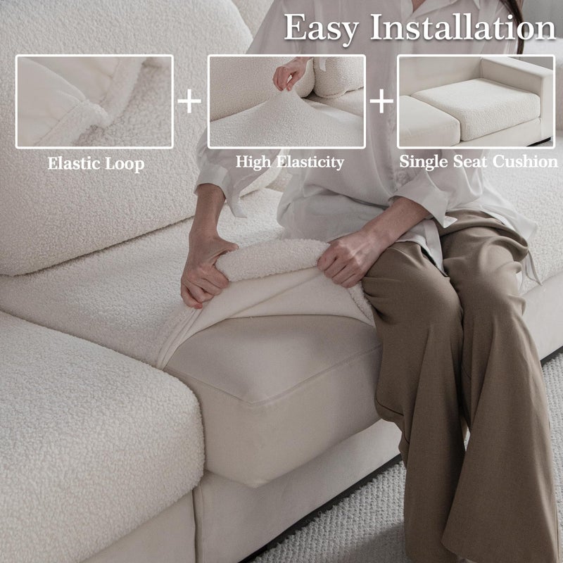 OHSIO Couch Cushion Covers for Sectional Sofa, Stretch Soft Sofa Slipcovers Washable Wear-Resistant Universal Furniture Protector for Living Room(1 Piece Back Couch Cover, Ivory) - Image 4