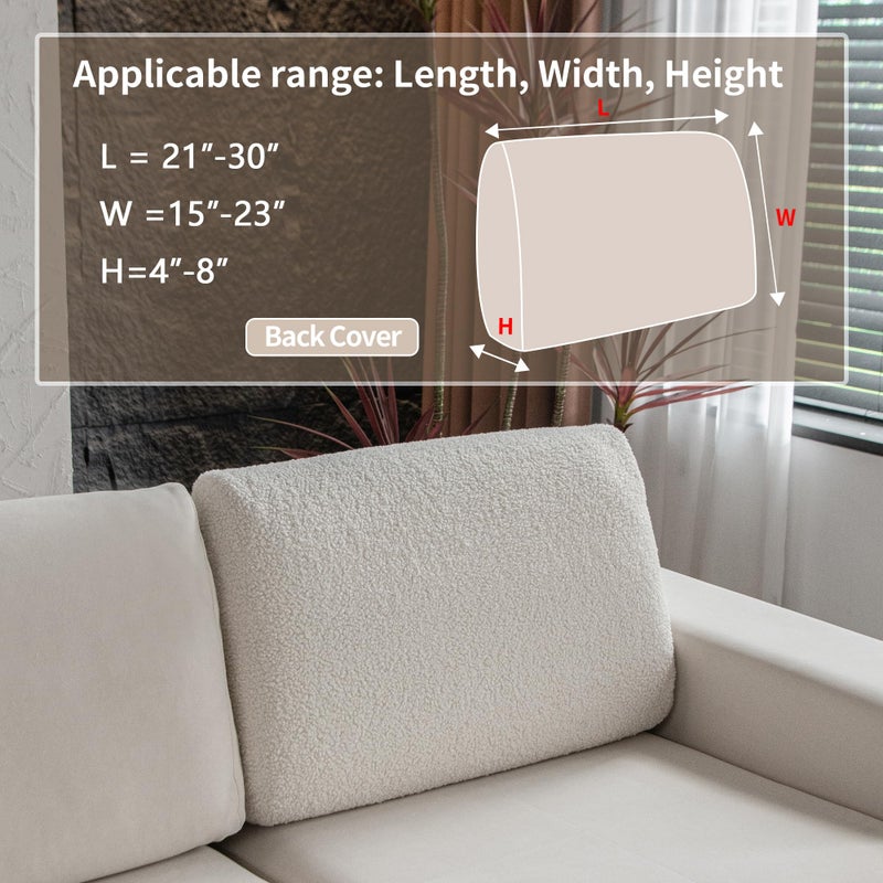 OHSIO Couch Cushion Covers for Sectional Sofa, Stretch Soft Sofa Slipcovers Washable Wear-Resistant Universal Furniture Protector for Living Room(1 Piece Back Couch Cover, Ivory) - Image 2