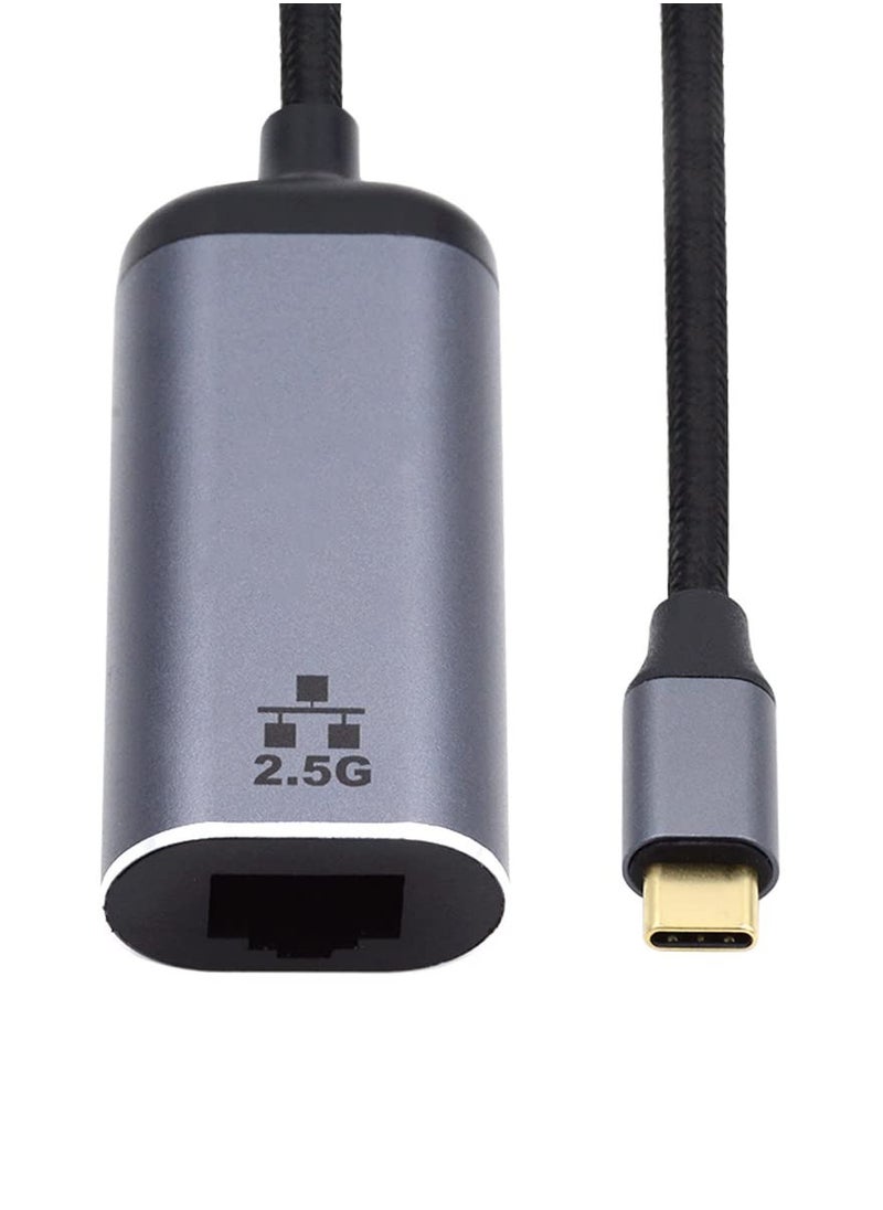 CY USB C to 2.5Gbps Ethernet Adapter,USB 3.1 Type C to RJ45 2500Mbps GBE Gigabit Ethernet Network LAN Cable Adapter for Laptop