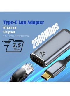 KASTWAVE CY USB C to 2.5Gbps Ethernet Adapter,USB 3.1 Type C to RJ45 2500Mbps GBE Gigabit Ethernet Network LAN Cable Adapter for Laptop  - Image 2