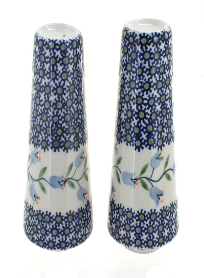Blue Rose Pottery Blue Rose Polish Pottery - Blue Tulip Salt & Pepper Shakers - 6" Tall - Hand-Painted Ceramic Seasoning Set for Table & Kitchen - Image 1
